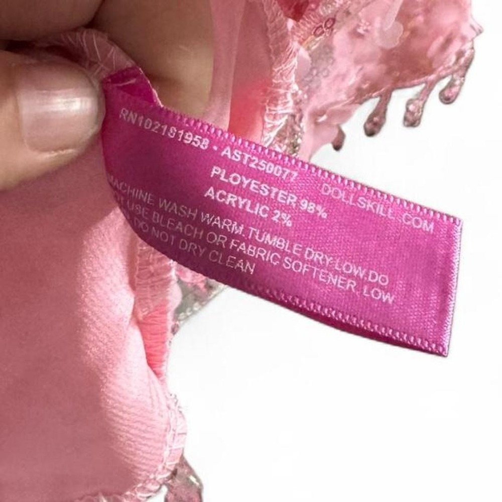 Sugar Thrillz NWT Dollskill Sequin Pink Beaded Cami XXL Pastel Goth Y2K Mcing - Picture 7 of 7
